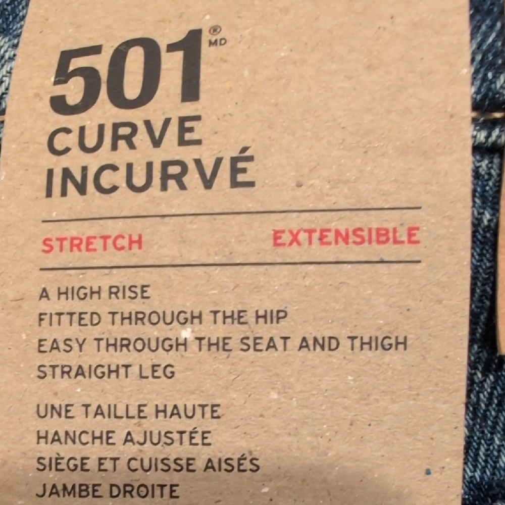 New Levi's 501 Dark Blue Straight-Leg Jeans with Rhinestone Detail - Picture 8 of 11
